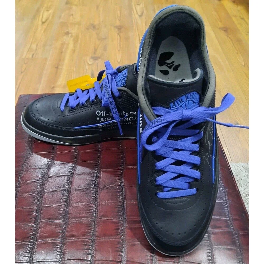 Off-White x Air Jordan 2 Retro SP Low Blue Black Varsity Royal DJ4375-004 Sz 9.5
